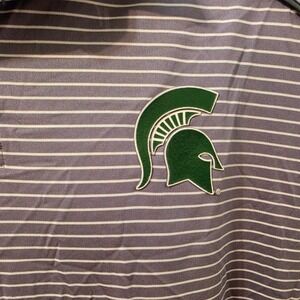 Russell Athletic Michigan State Spartans Polo Shirt Mens Large Gray Striped MSU